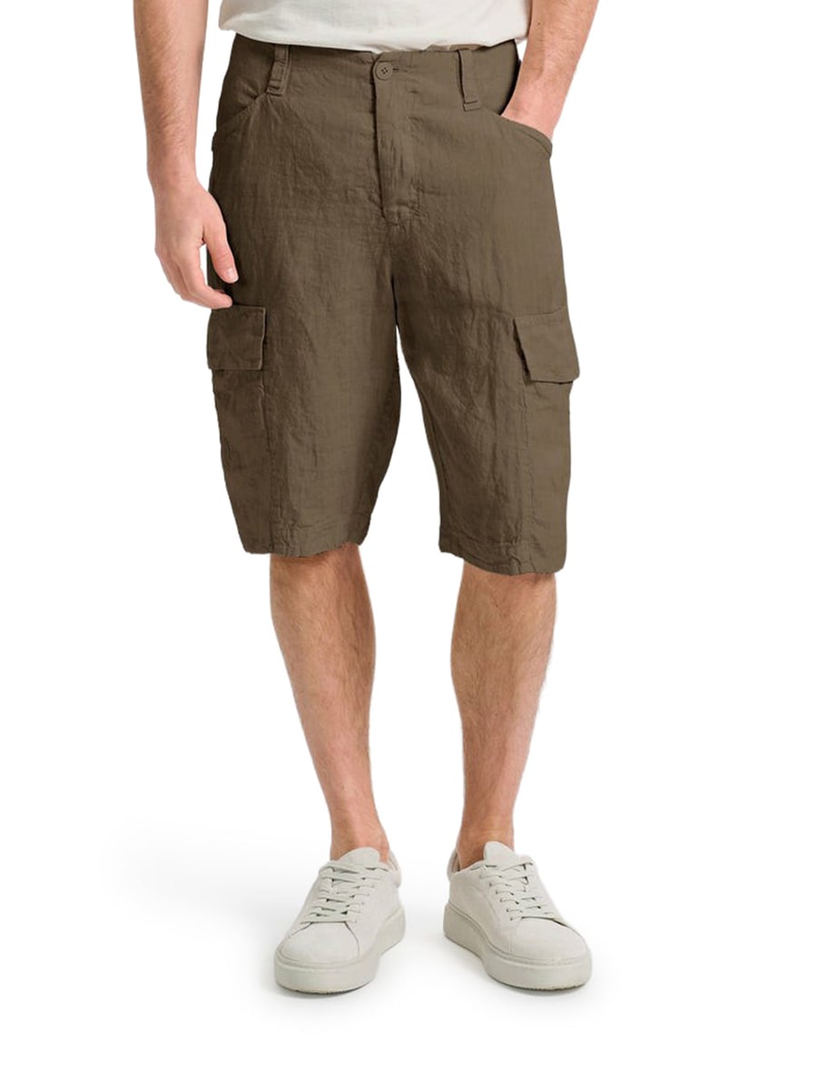 Transit LINEN CARGO BERMUDA SHORTS, view 3