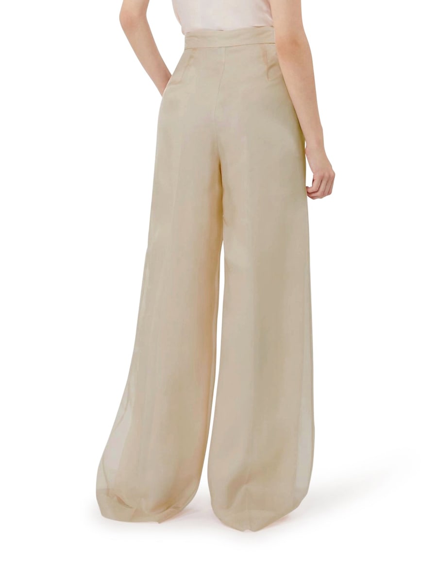 Max Mara Pianoforte OLIVI TROUSERS IN SILK ORGANZA, view 3