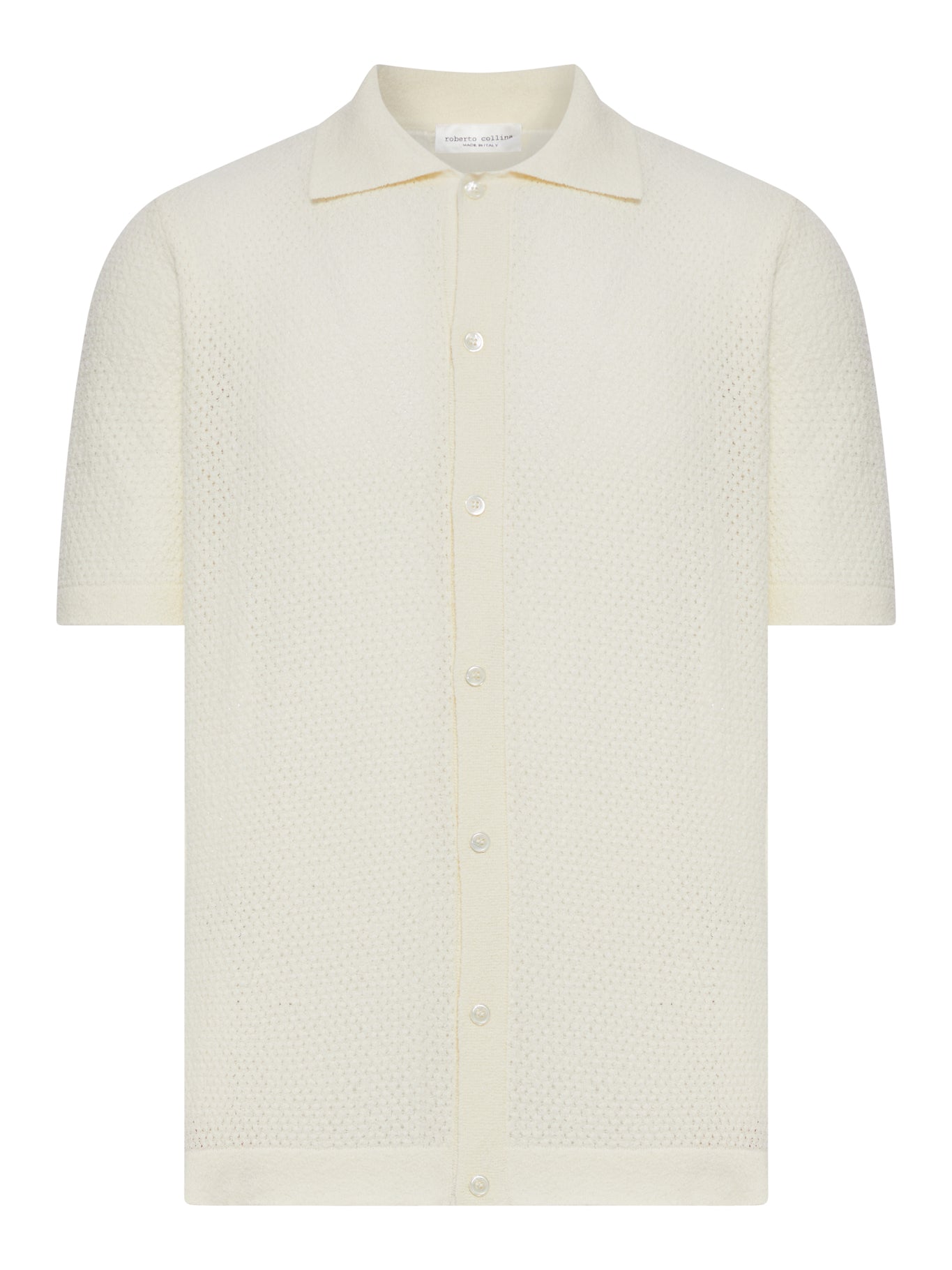 Roberto Collina PERFORATED KNIT SHIRT WITH CLASSIC COLLAR