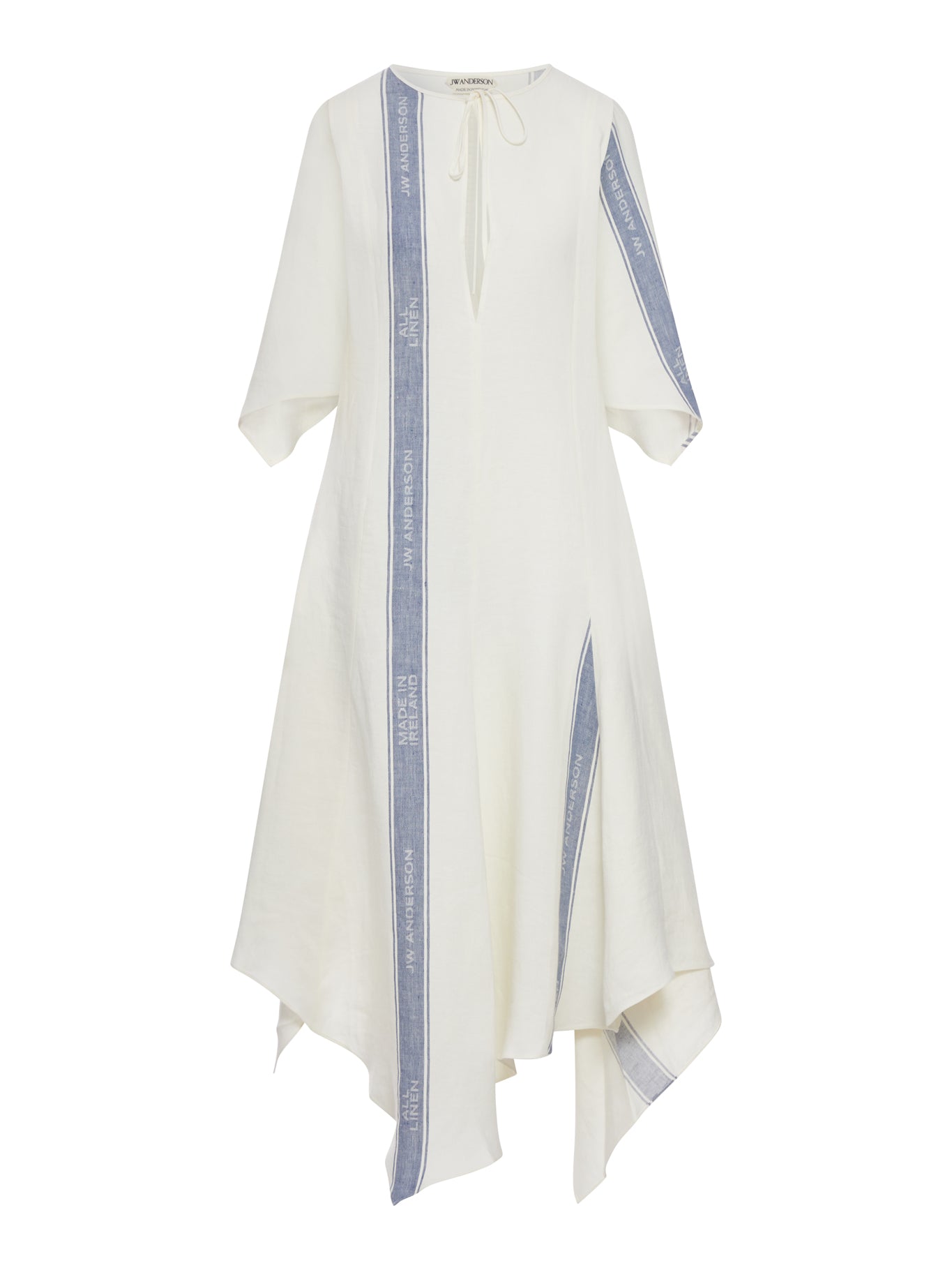 JW Anderson LINEN MIDI DRESS WITH LOGO INSERTS