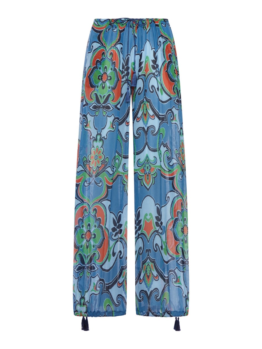 Etro PRINTED SILK BLEND TROUSERS WITH DRAWSTRING