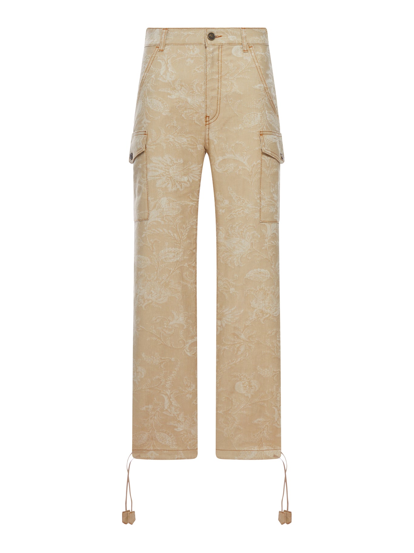 Etro JACQUARD CARGO TROUSERS WITH FLORAL PATTERN AND DRAWSTRING AT THE BOTTOM