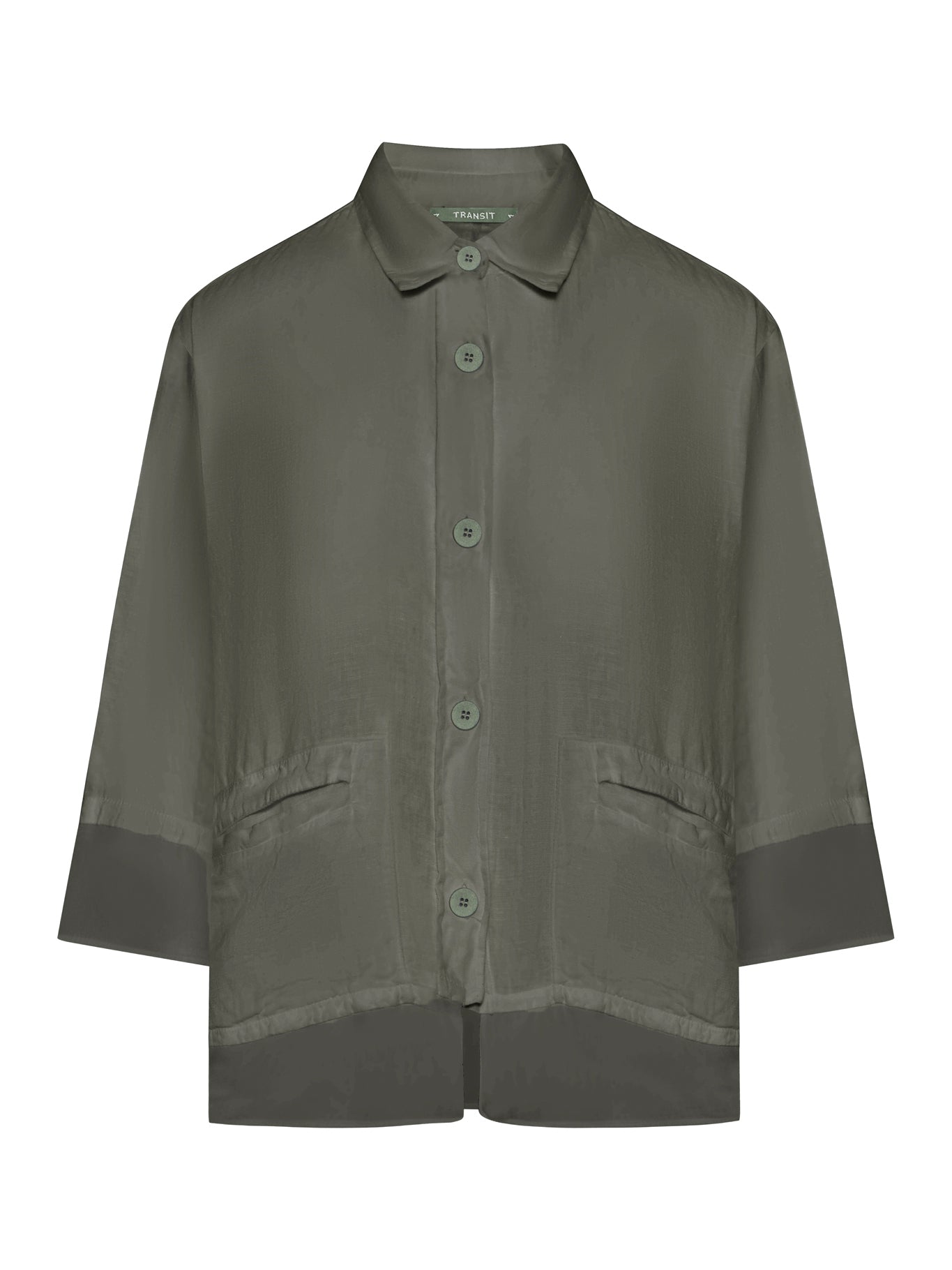 Transit 3/4 SLEEVE LINEN SHIRT WITH GEORGETTE INSERTS