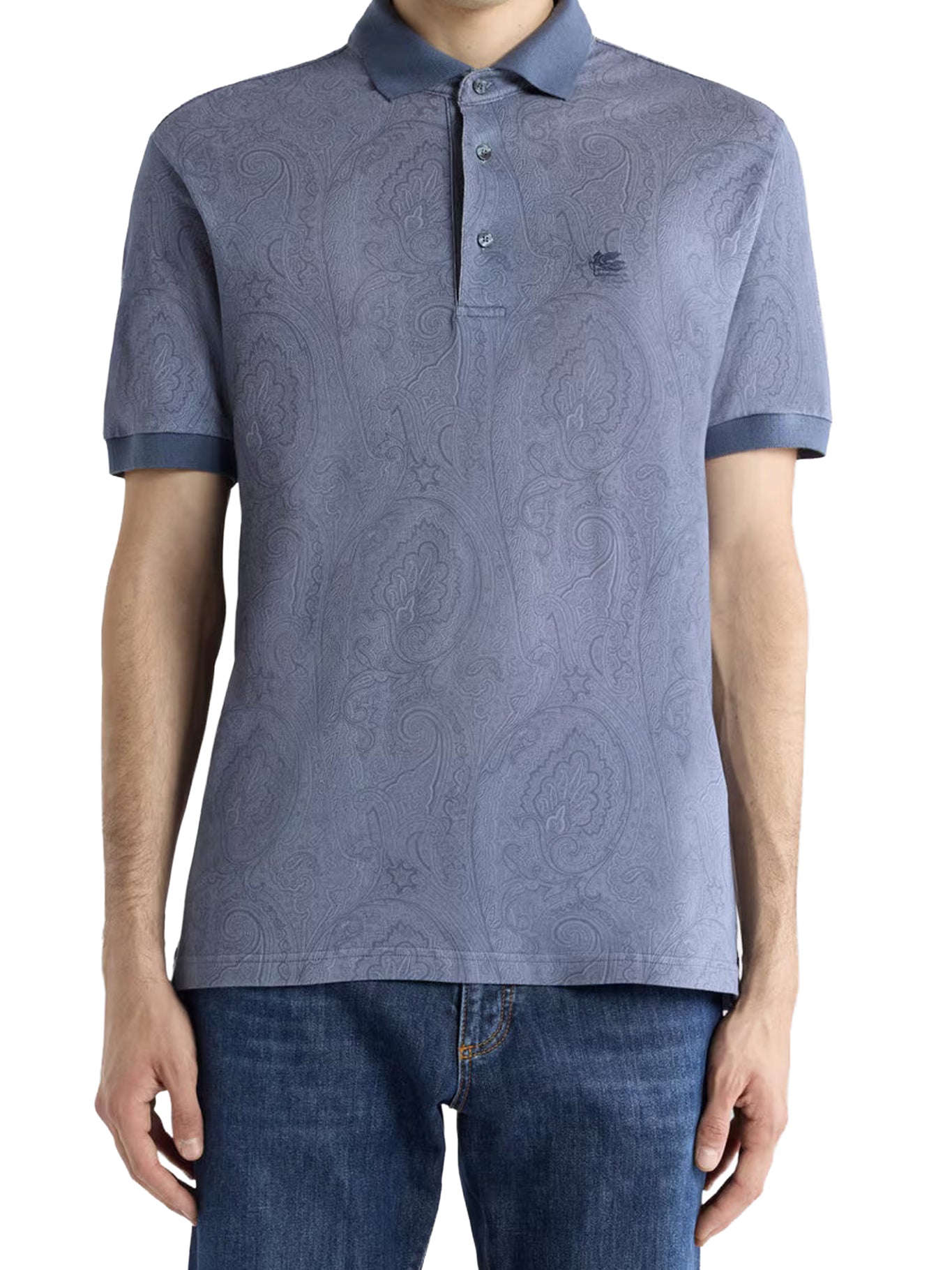 Etro COTTON POLO SHIRT WITH ARNICA PATTERN, view 2