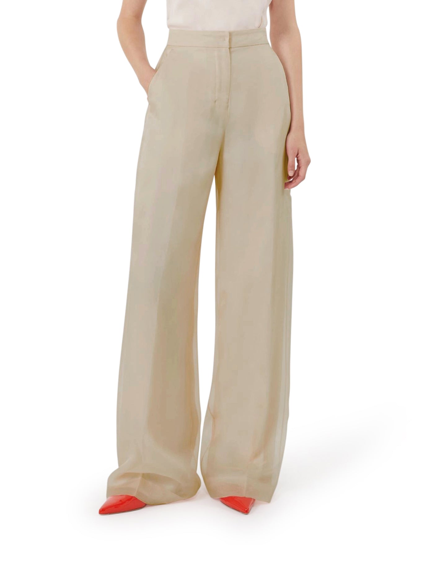 Max Mara Pianoforte OLIVI TROUSERS IN SILK ORGANZA, view 2
