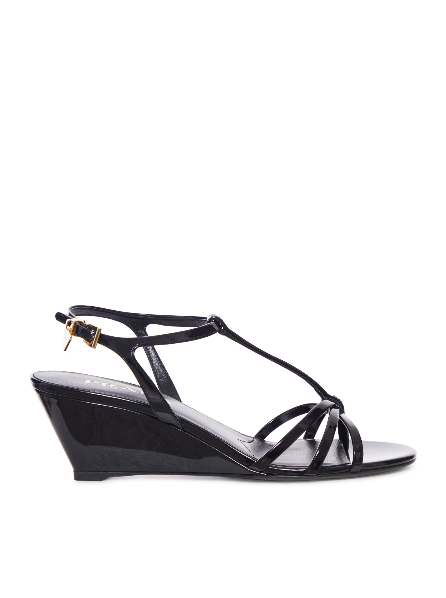 Prada PATENT LEATHER WEDGE SANDALS