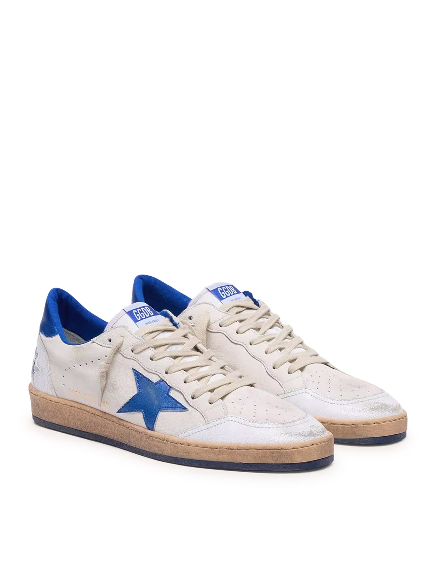 Golden Goose BALL-STAR WISHES IN WHITE NAPPA WITH BLUE STAR AND HEEL, view 2