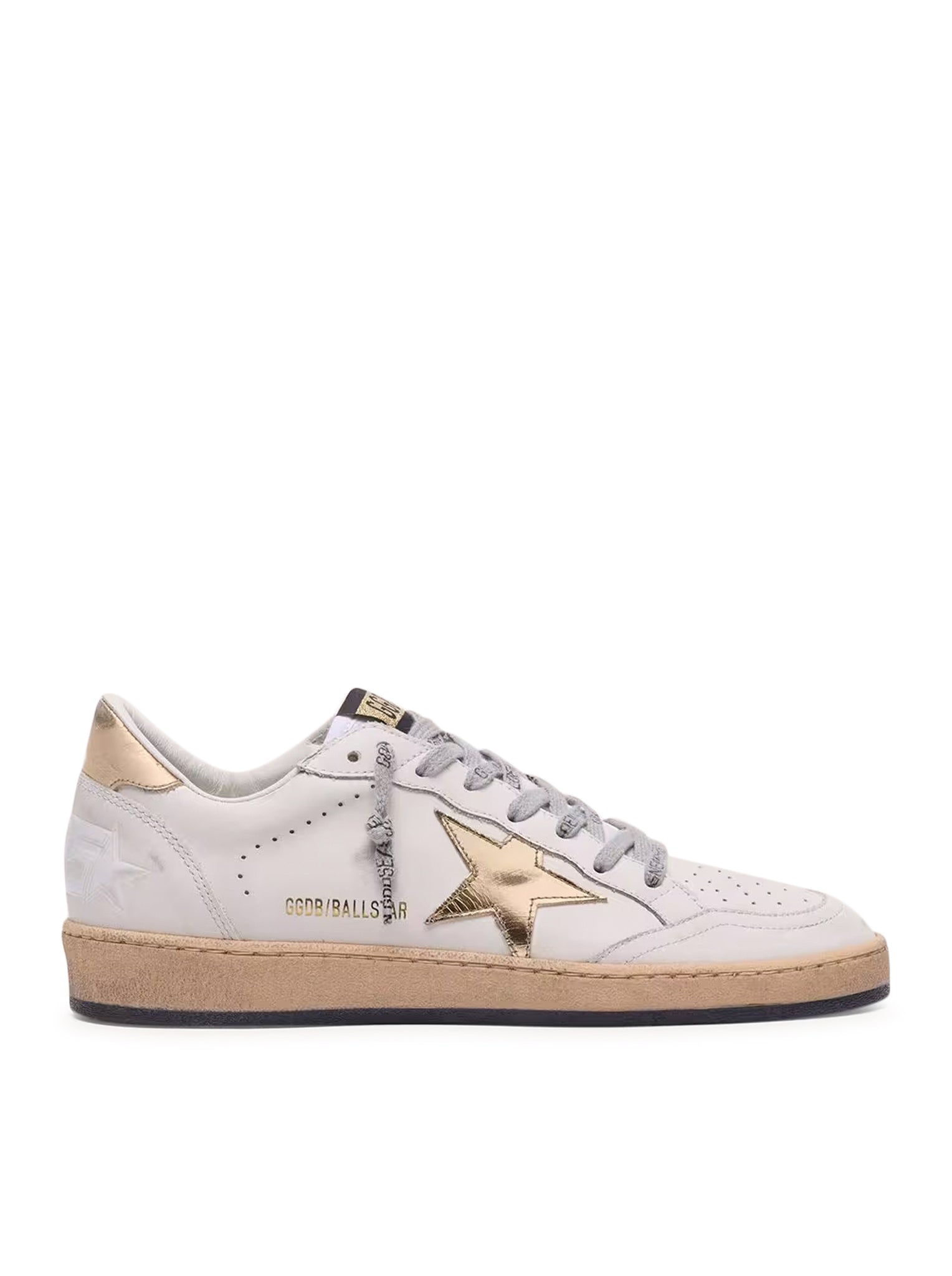 Golden Goose BALL-STAR SNEAKERS WITH GOLDEN STAR AND TAB ON THE HEEL