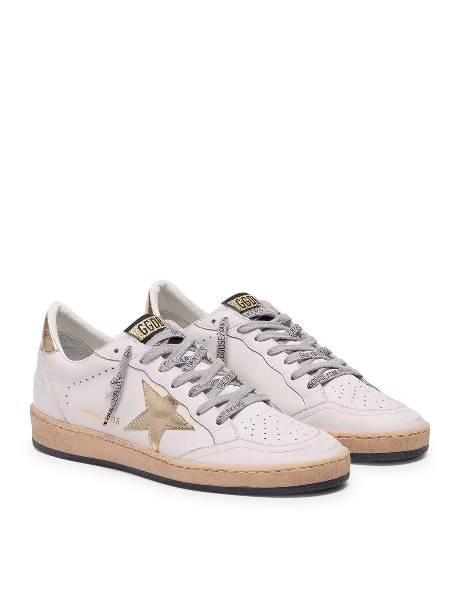 Golden Goose BALL-STAR SNEAKERS WITH GOLDEN STAR AND TAB ON THE HEEL, view 2