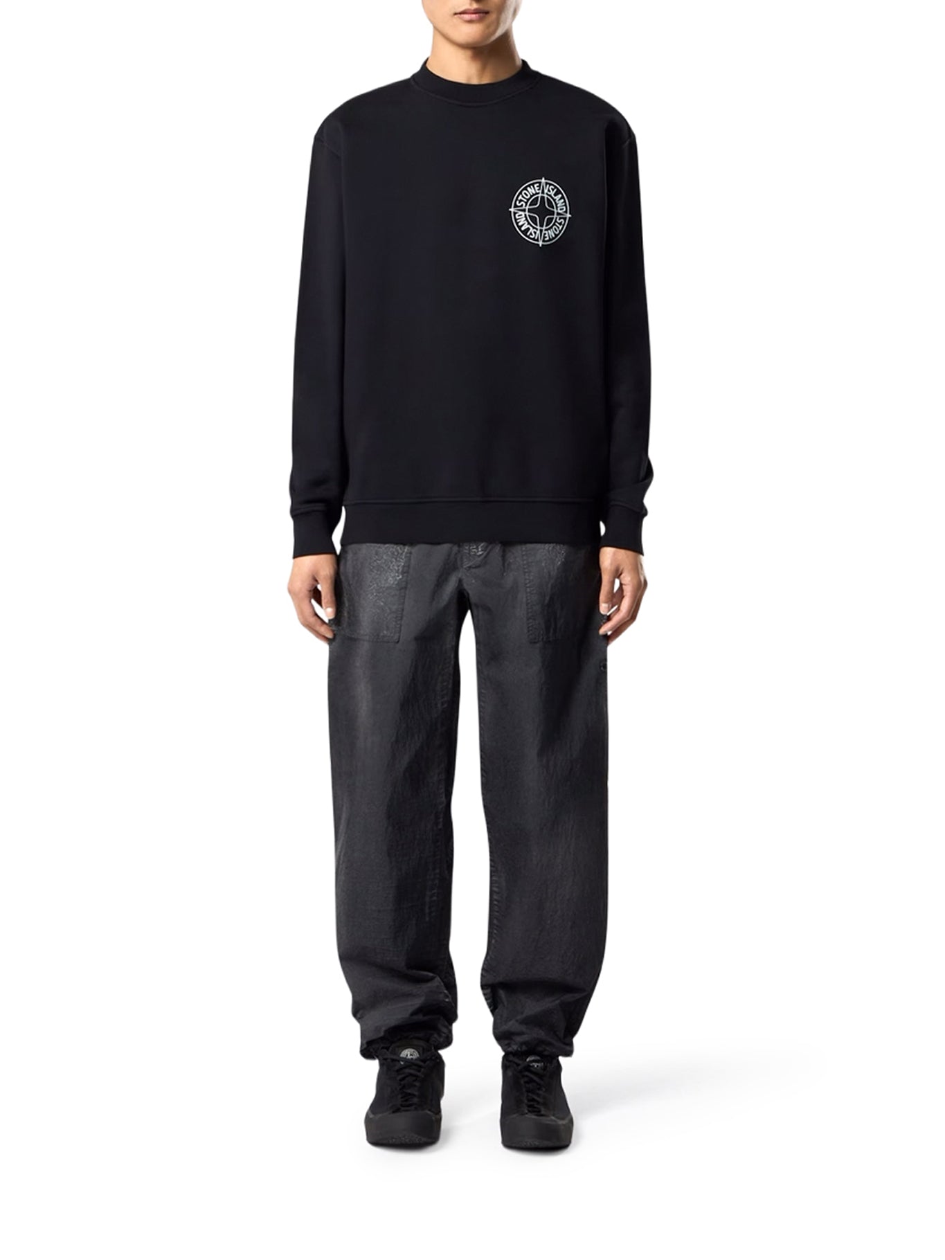 Stone Island CREW NECK SWEATSHIRT WITH "OUTLINE COMPASS" PRINT, view 2