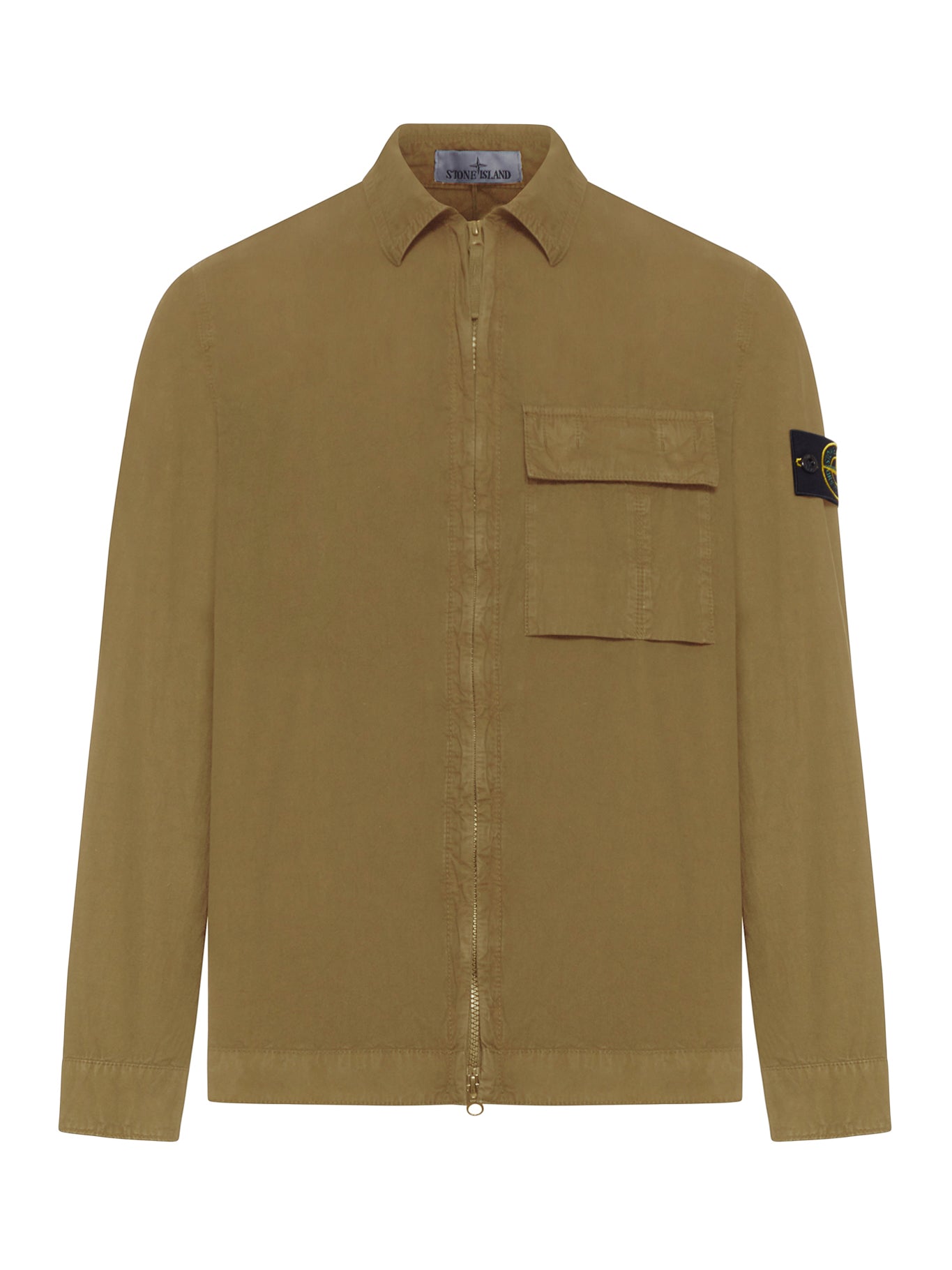 Stone Island ORGANIC COTTON ZIP-UP OVERSHIRT WITH REMOVABLE BADGE