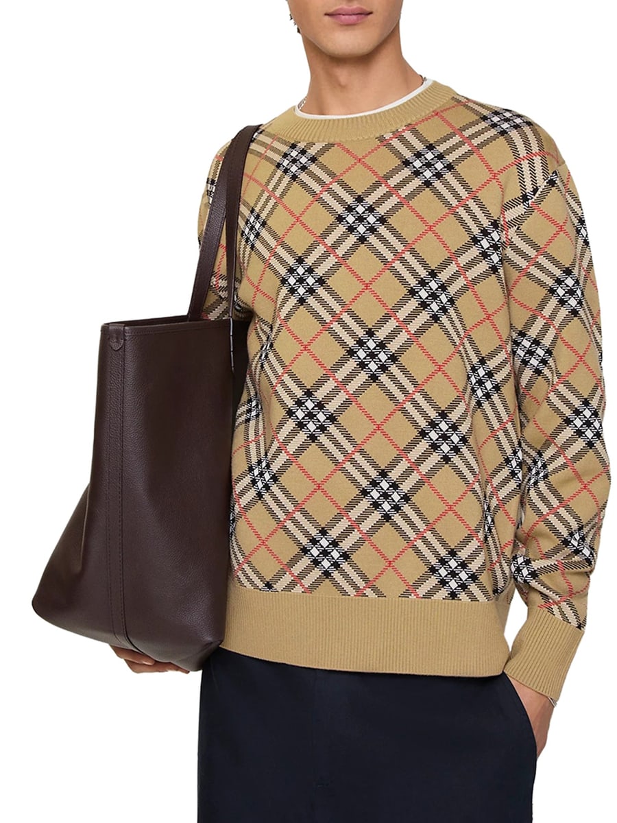 Burberry CHECKED COTTON AND WOOL PULLOVER, view 2