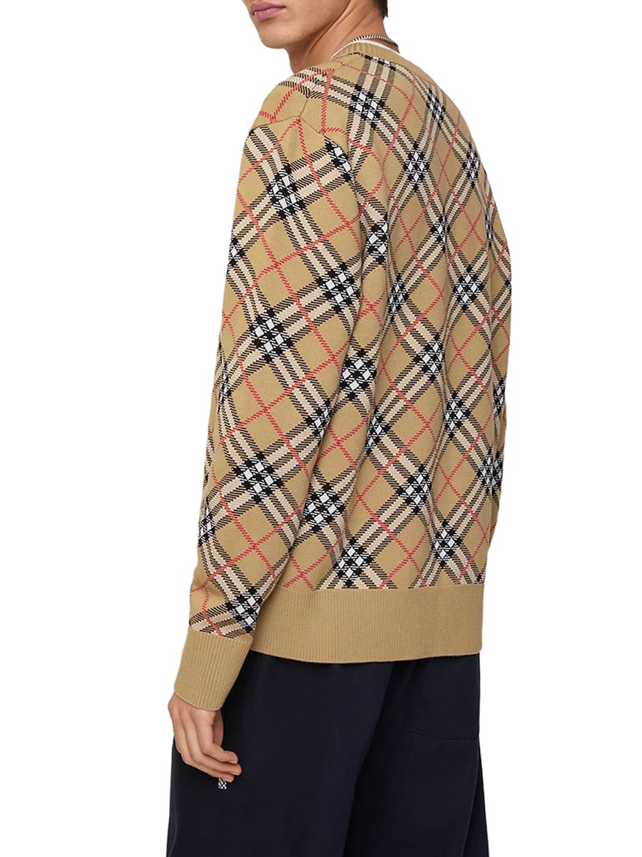 Burberry CHECKED COTTON AND WOOL PULLOVER, view 3
