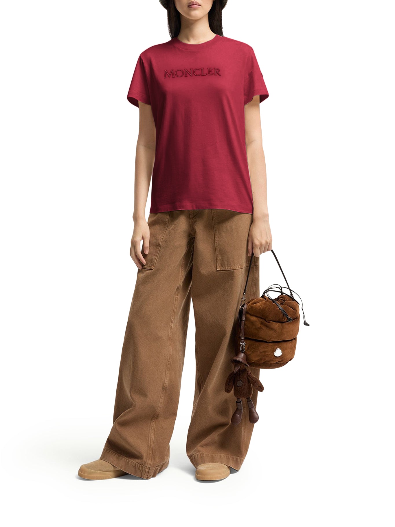 Moncler COTTON T-SHIRT WITH EMBROIDERED TONE-ON-TONE LOGO, view 2