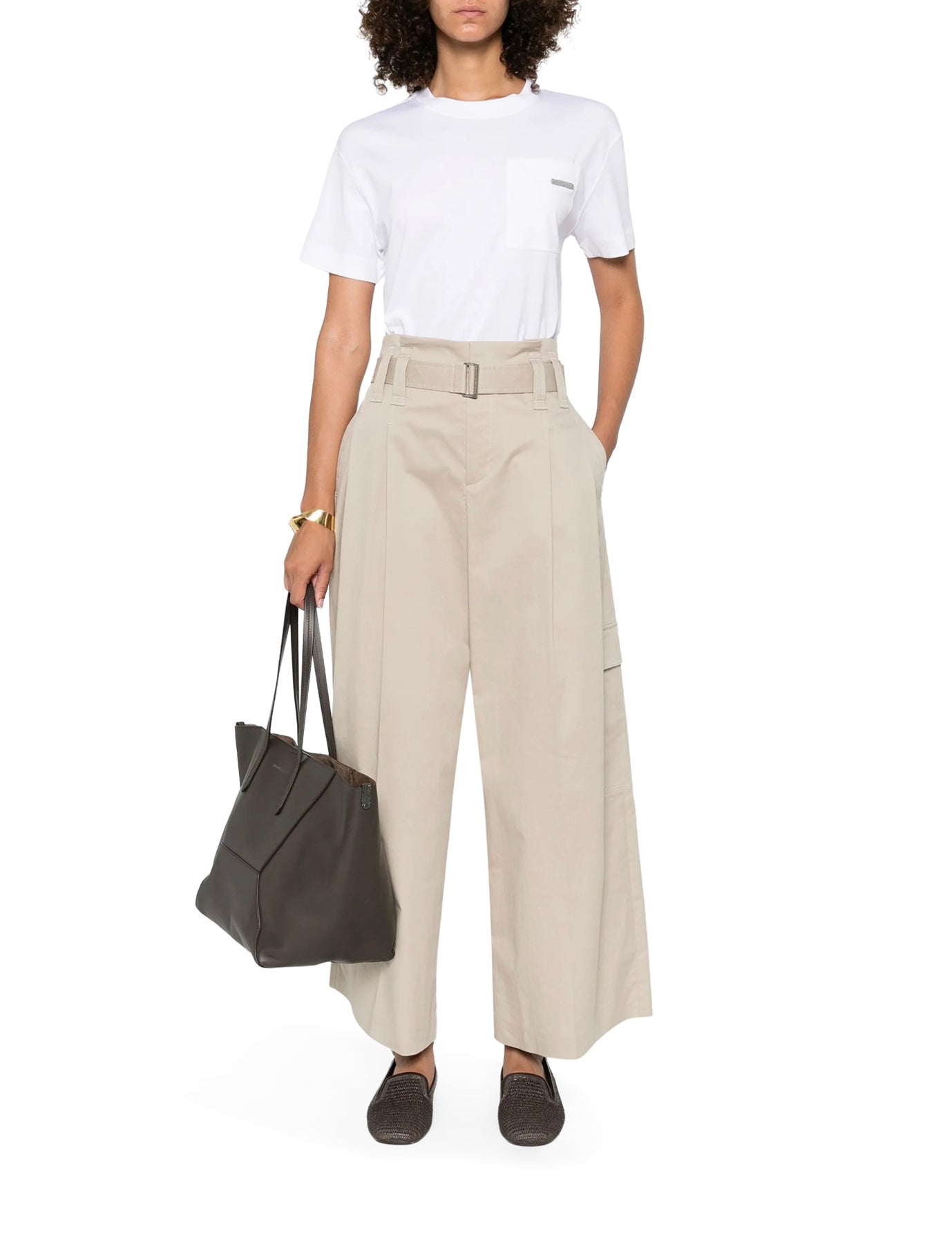 Brunello Cucinelli CREW NECK COTTON T-SHIRT WITH MOBILE APPLICATION, view 2