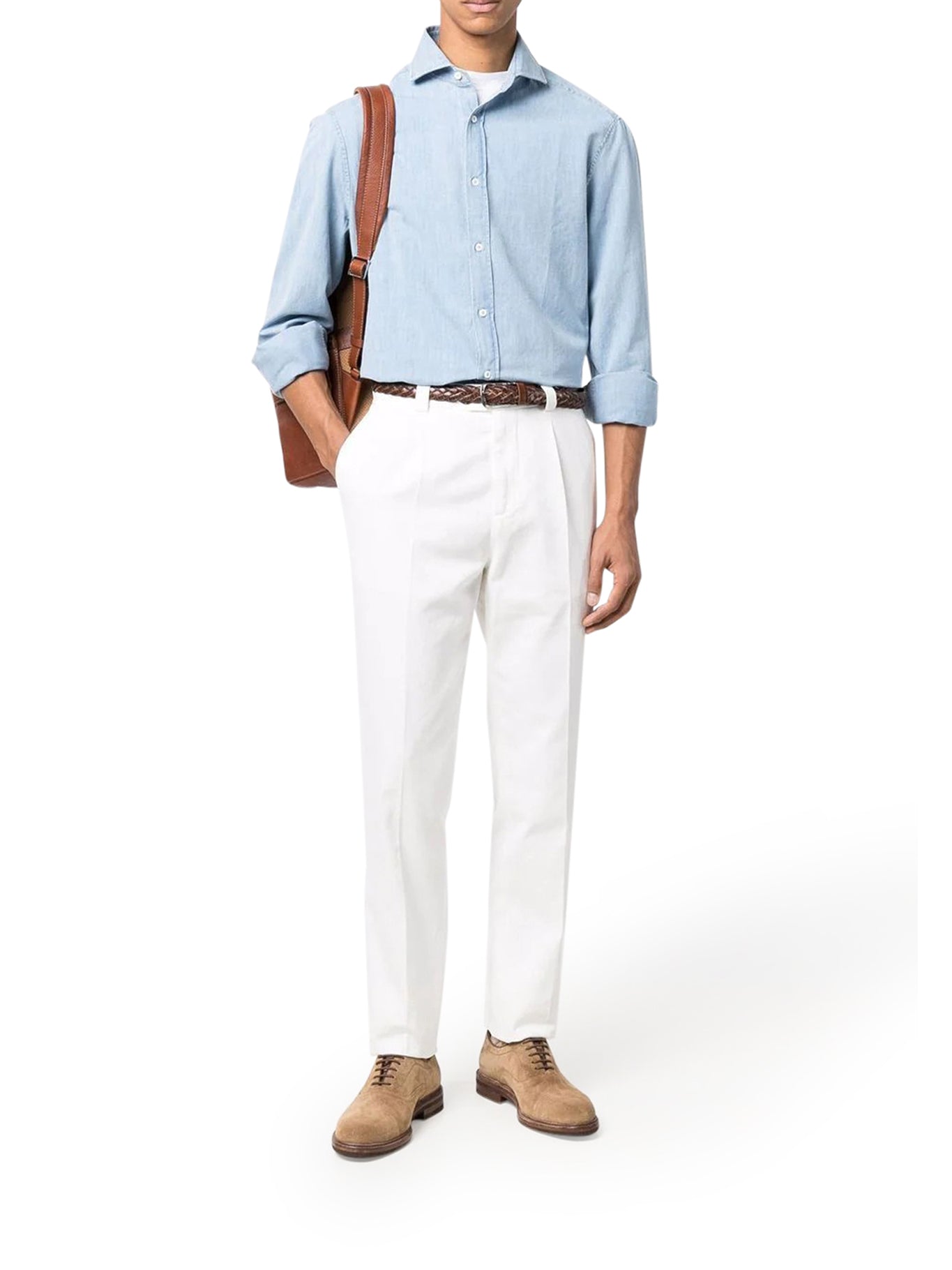 Brunello Cucinelli DYED TAILORED COTTON TROUSERS, view 2