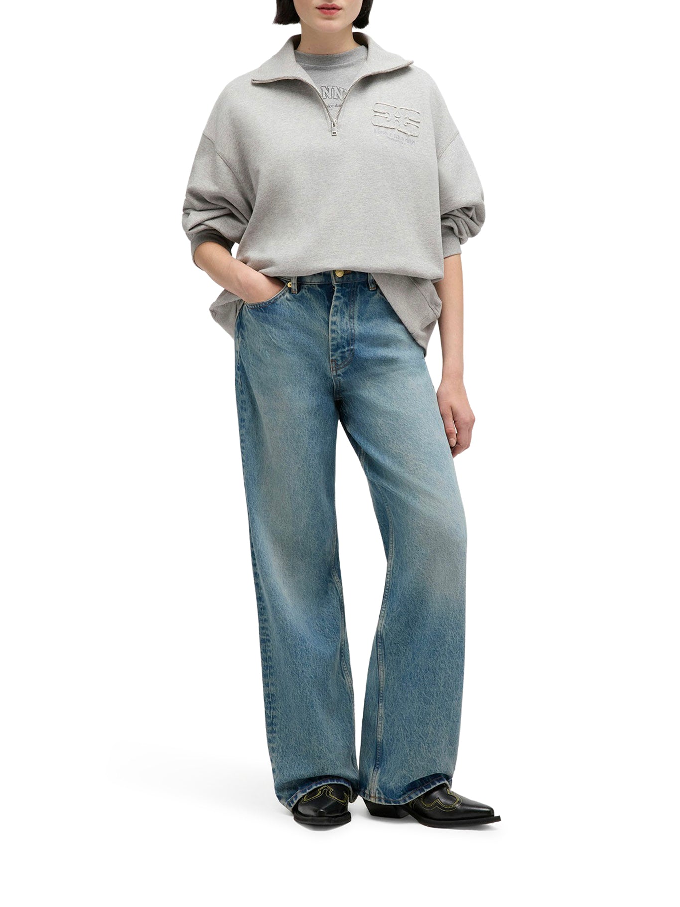 Ganni IZEY JEANS IN RIGID DENIM, view 2