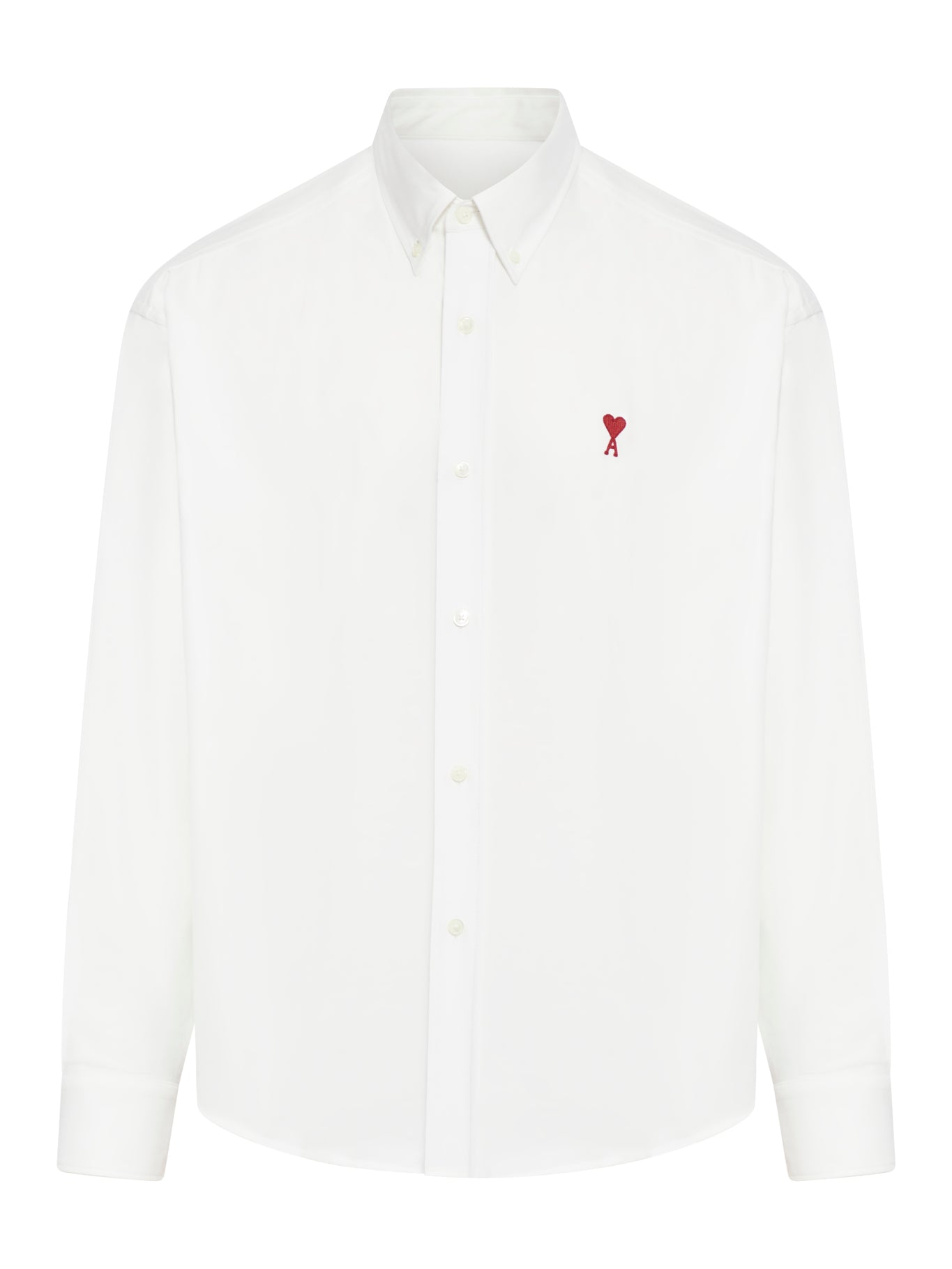 AMI Paris WHITE COTTON BUTTON-DOWN AMI DE COEUR SHIRT