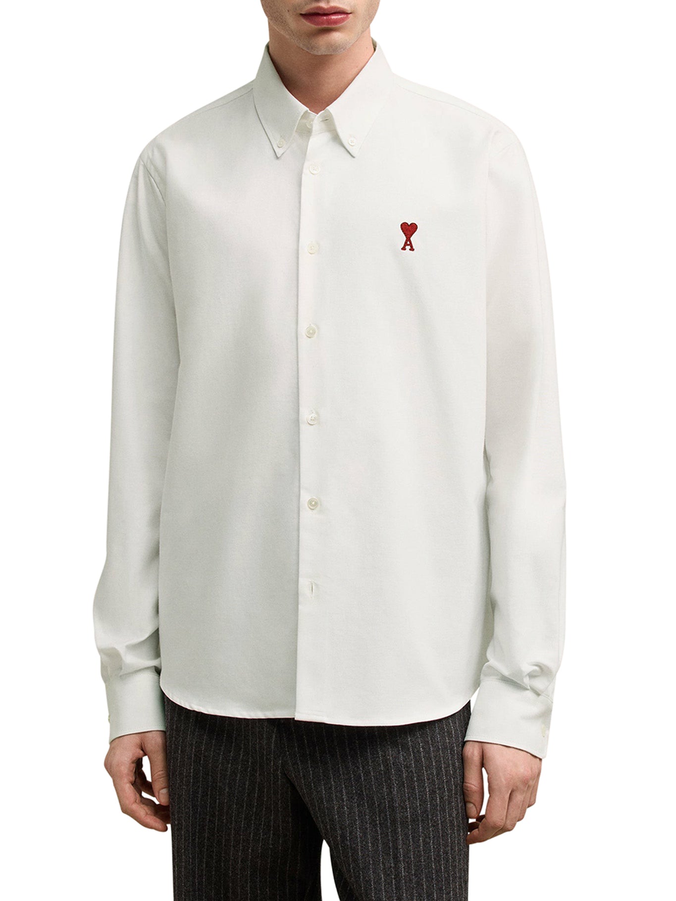 AMI Paris WHITE COTTON BUTTON-DOWN AMI DE COEUR SHIRT, view 2