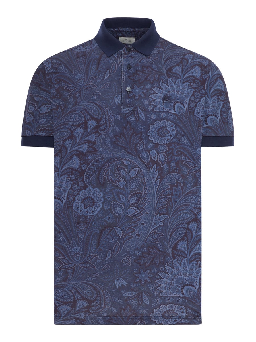 Etro COTTON PIQUET POLO SHIRT WITH PAISLEY PRINT