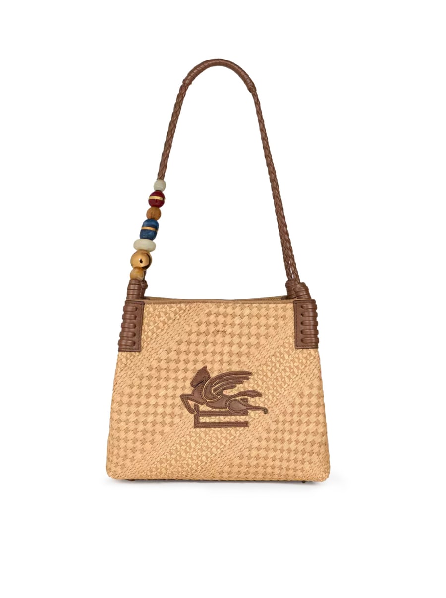 Etro LIBRA SMALL RAFFIA SHOPPING BAG