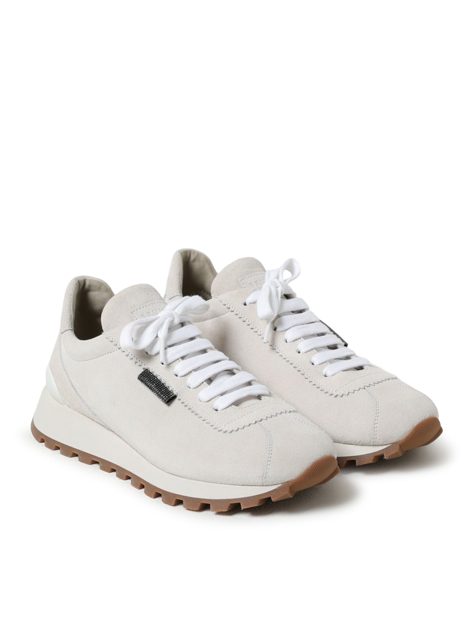 Brunello Cucinelli SUEDE RUNNERS WITH SHINY TAB, view 2