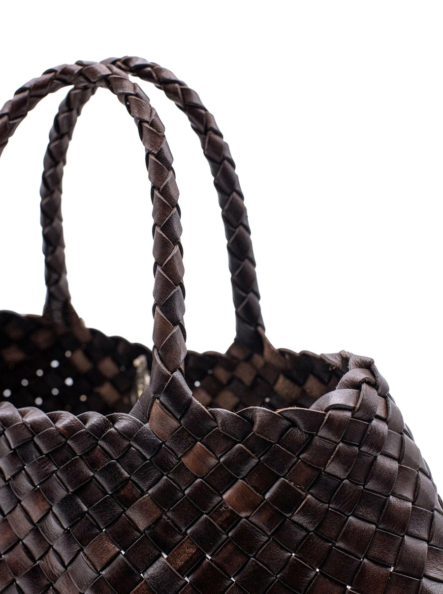 Dragon Diffusion SANTA CROCE SMALL BROWN LEATHER BAG, view 6