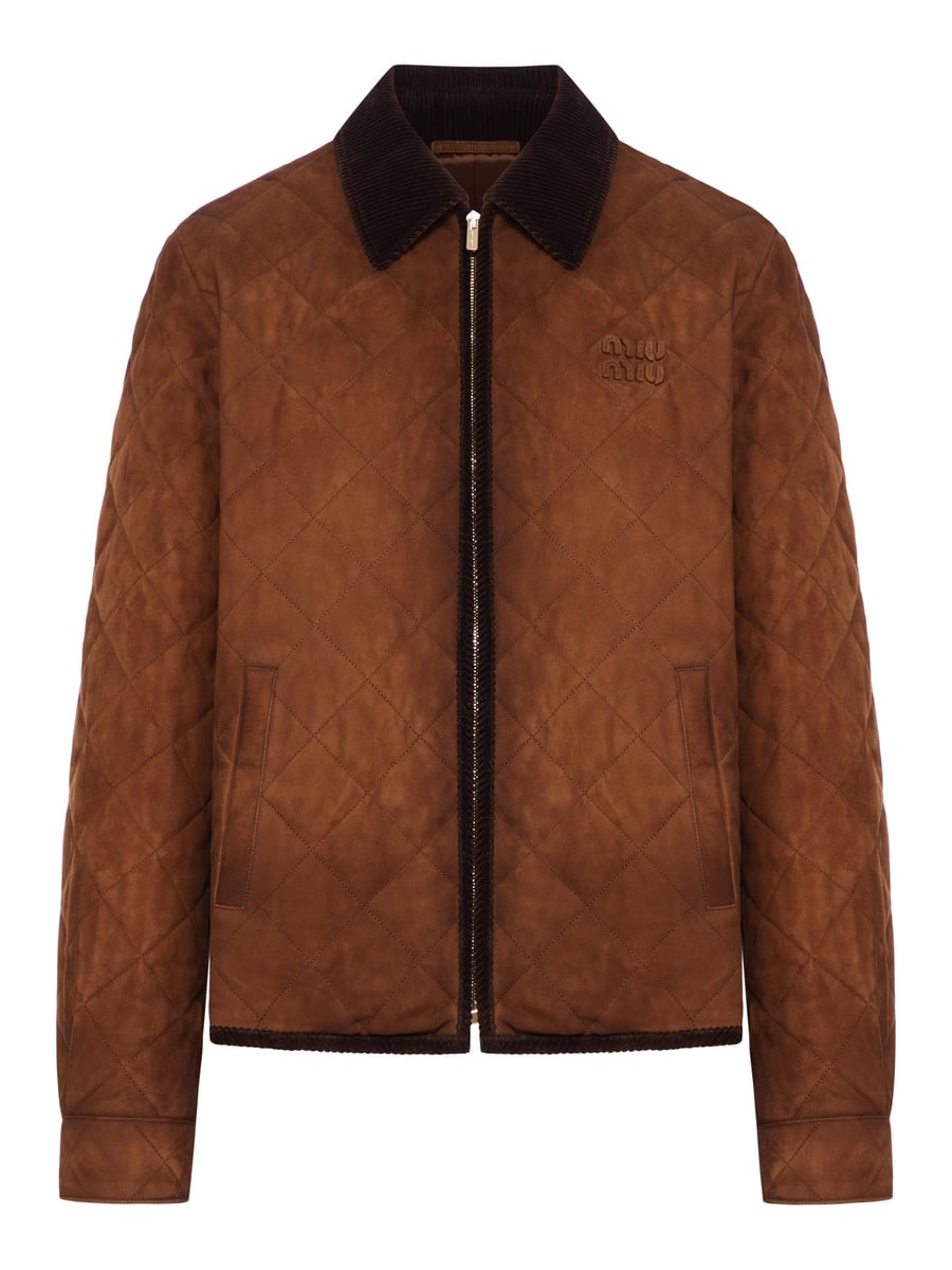 Miu Miu SUEDE JACKET WITH VELVET COLLAR
