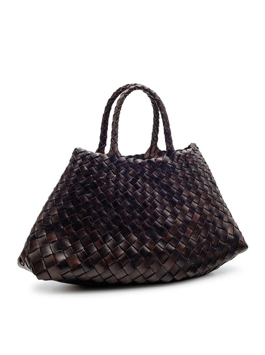 Dragon Diffusion SANTA CROCE SMALL BROWN LEATHER BAG, view 3