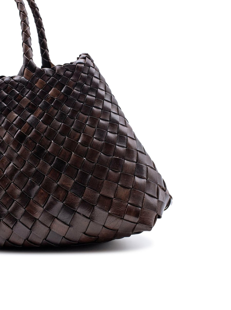 Dragon Diffusion SANTA CROCE SMALL BROWN LEATHER BAG, view 5