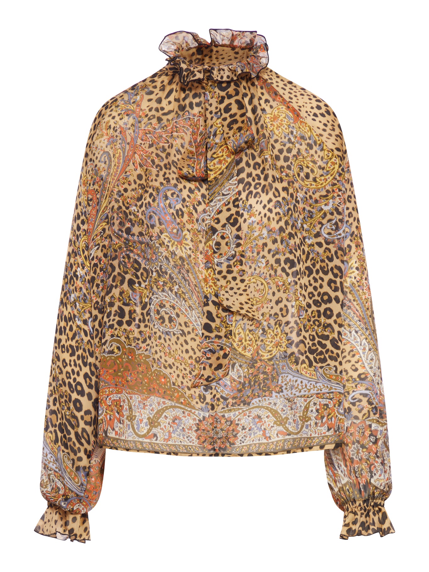 Etro SILK CHIFFON BLOUSE WITH SCARF AND ANIMAL PAISLEY PATTERN