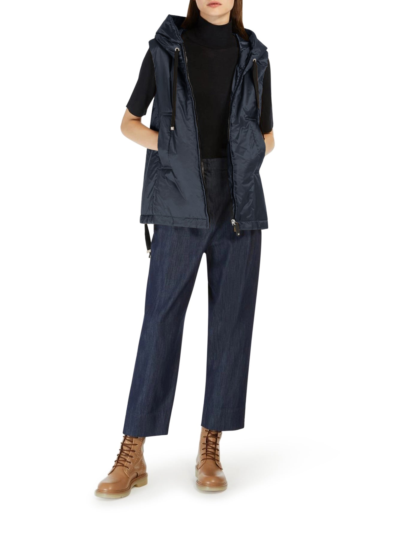 Max Mara The Cube PADDED VEST WITH HOOD IN WATERPROOF CANVAS, view 2