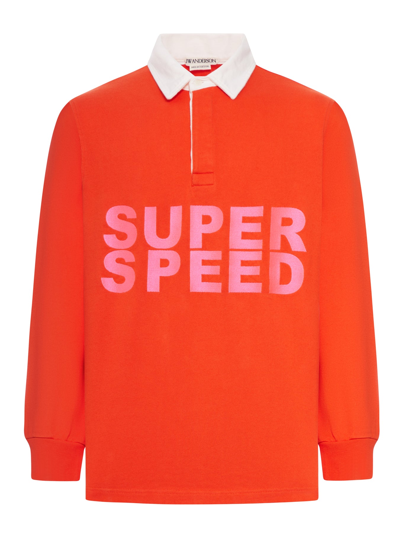 JW Anderson MENS "SUPER SPEED" RUGBY POLO TOP IN BRIGHT RED