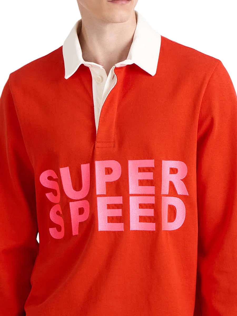 JW Anderson MENS "SUPER SPEED" RUGBY POLO TOP IN BRIGHT RED, view 5