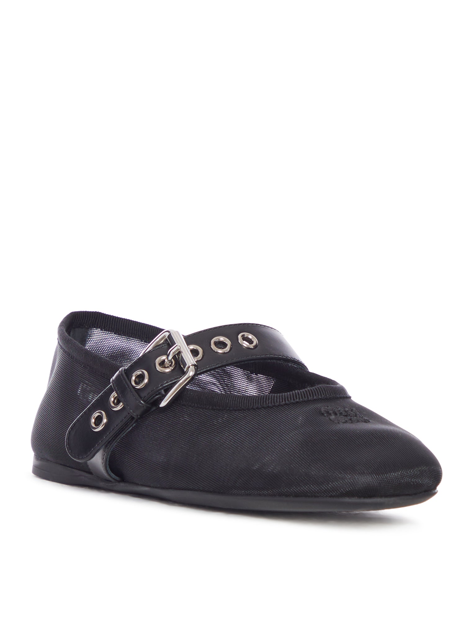 Miu Miu MESH BALLERINAS WITH LEATHER BUCKLE, view 2