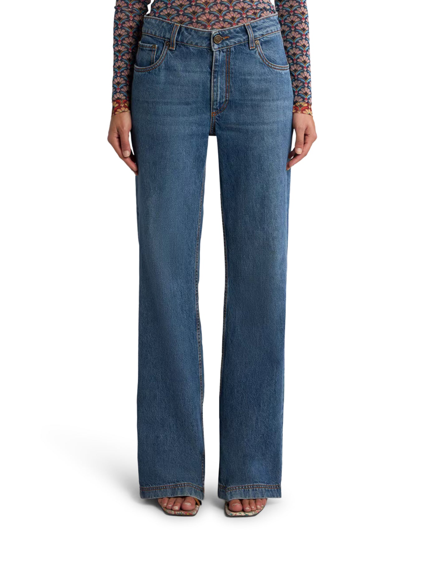 Etro FLARED DENIM JEANS WITH PEGASUS EMBROIDERY, view 2