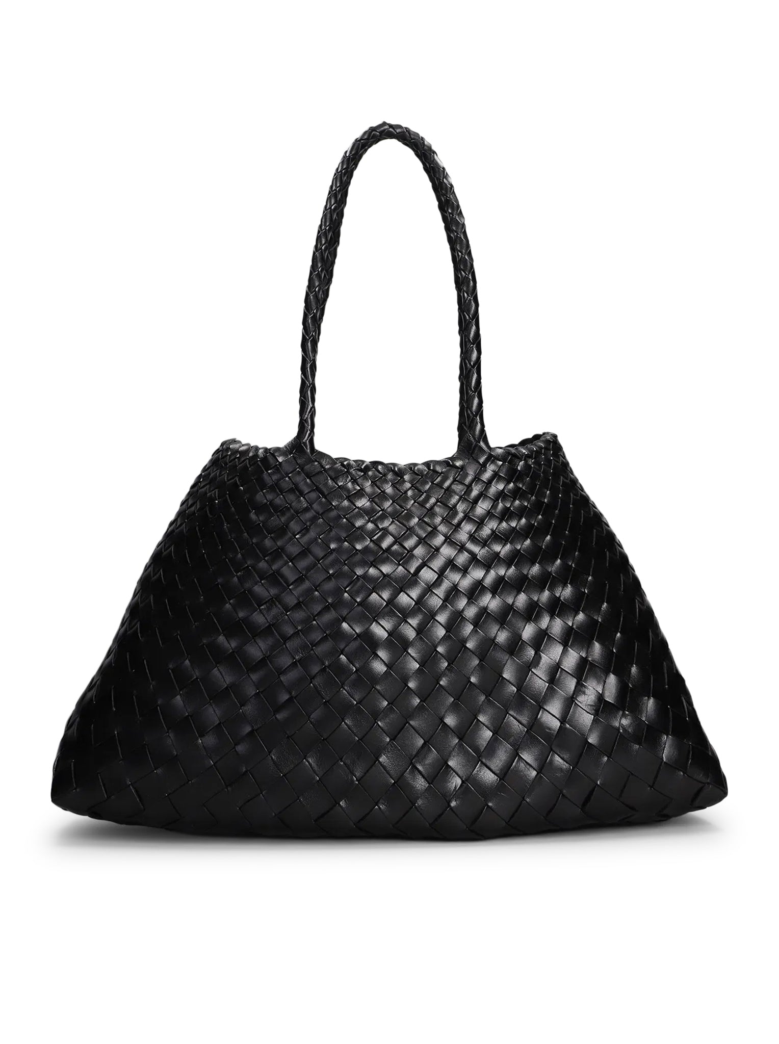 Dragon Diffusion SANTA CROCE BIG BAG IN BLACK WOVEN LEATHER