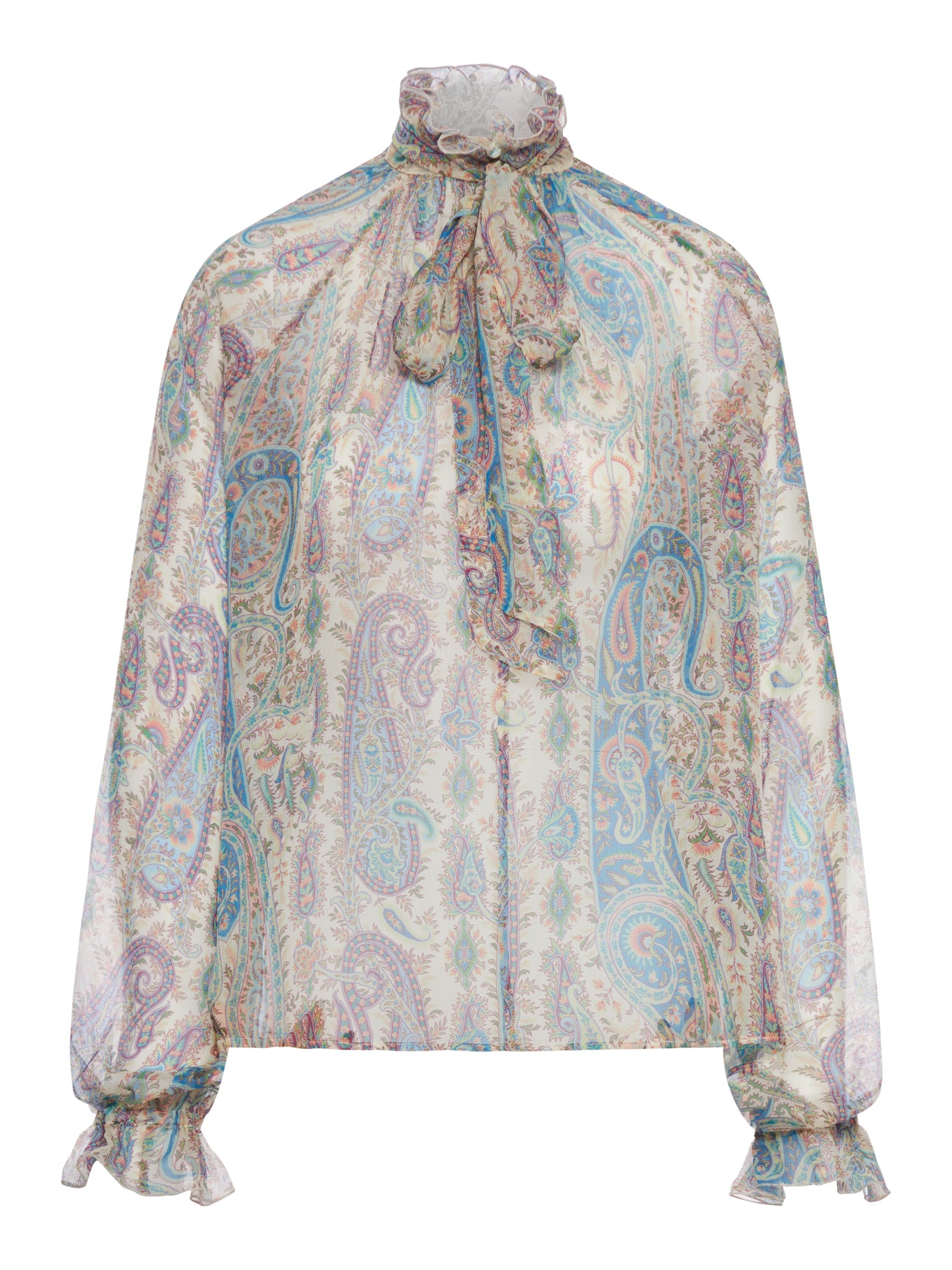 Etro SILK CREPON BLOUSE WITH SCARF AND PAISLEY FOLIAGE MOTIF