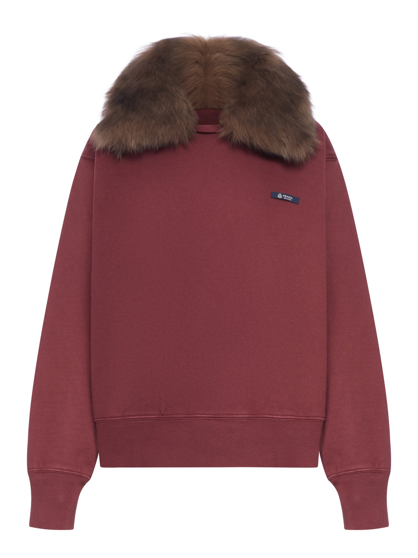 Prada SWEATSHIRT WITH REMOVABLE FUR COLLAR