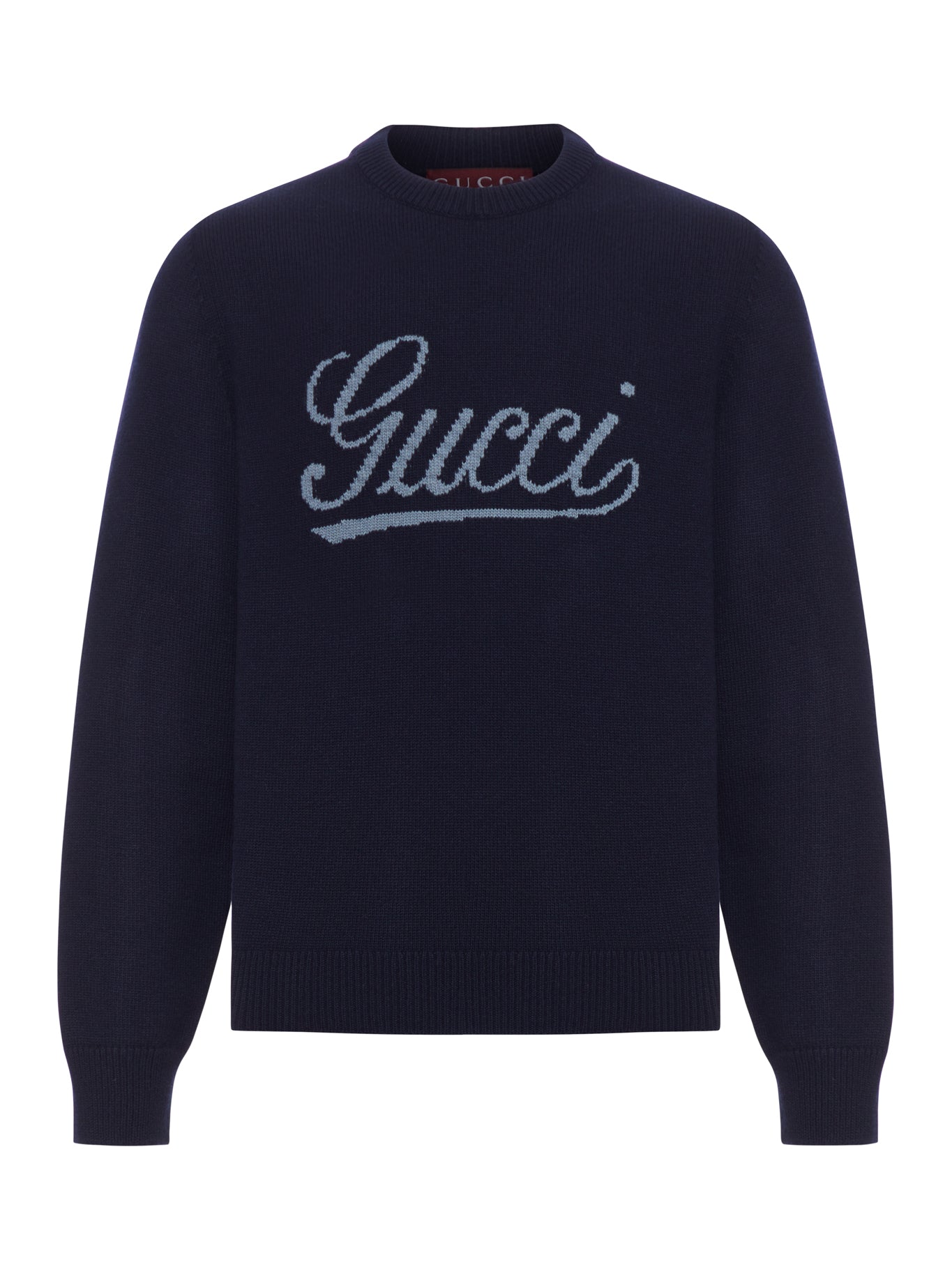 Gucci WOOL SWEATER WITH CONTRASTING FRONT GUCCI LOGO