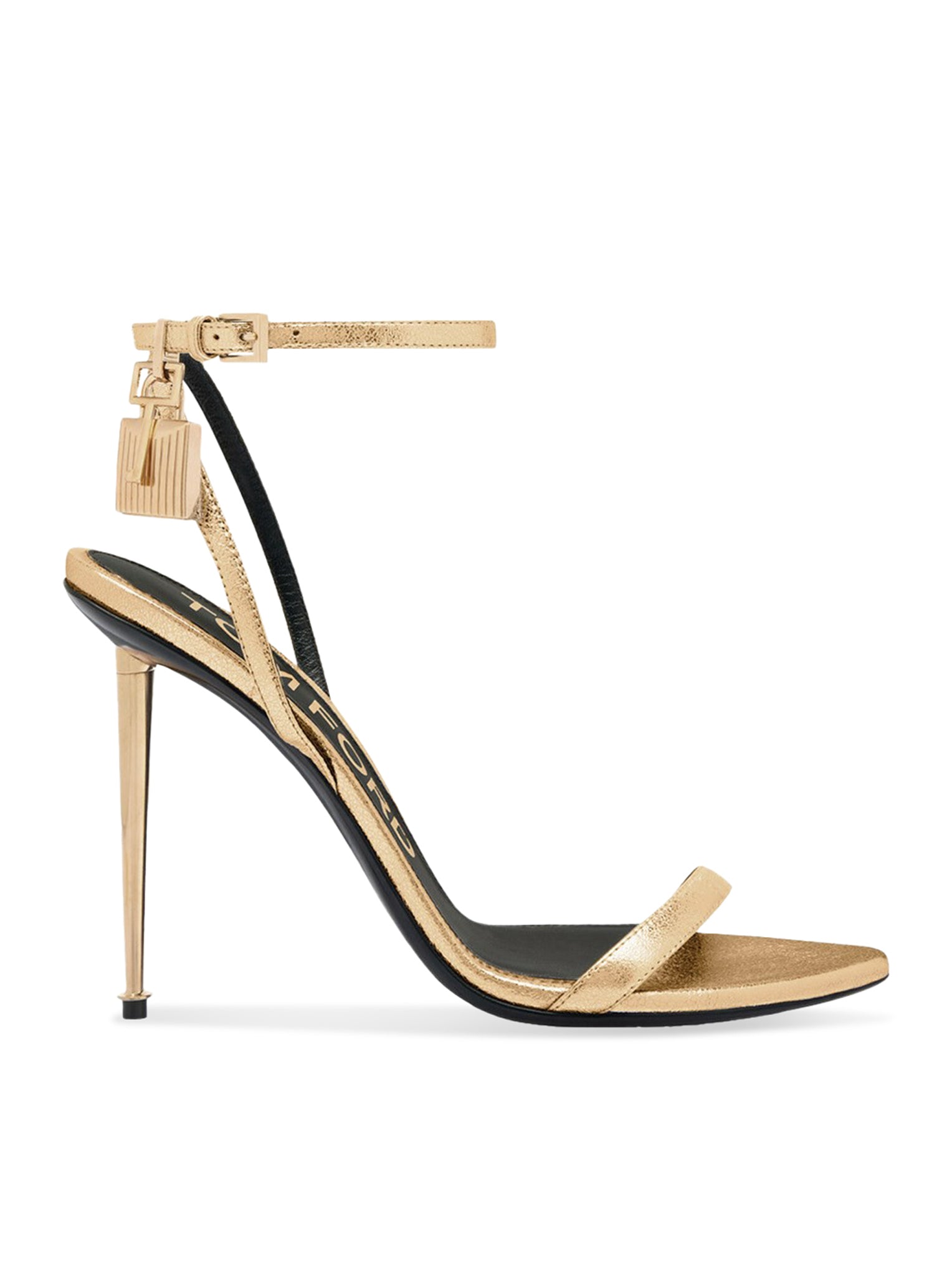 Tom Ford GOLD HIGH-HEELED STILETTO SANDAL IN PATENT LEATHER