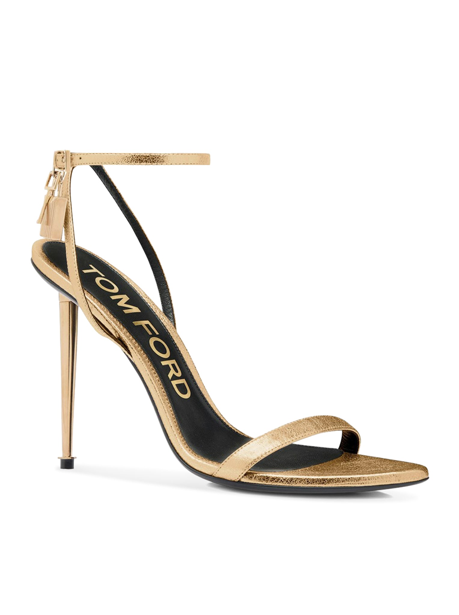Tom Ford GOLD HIGH-HEELED STILETTO SANDAL IN PATENT LEATHER, view 2