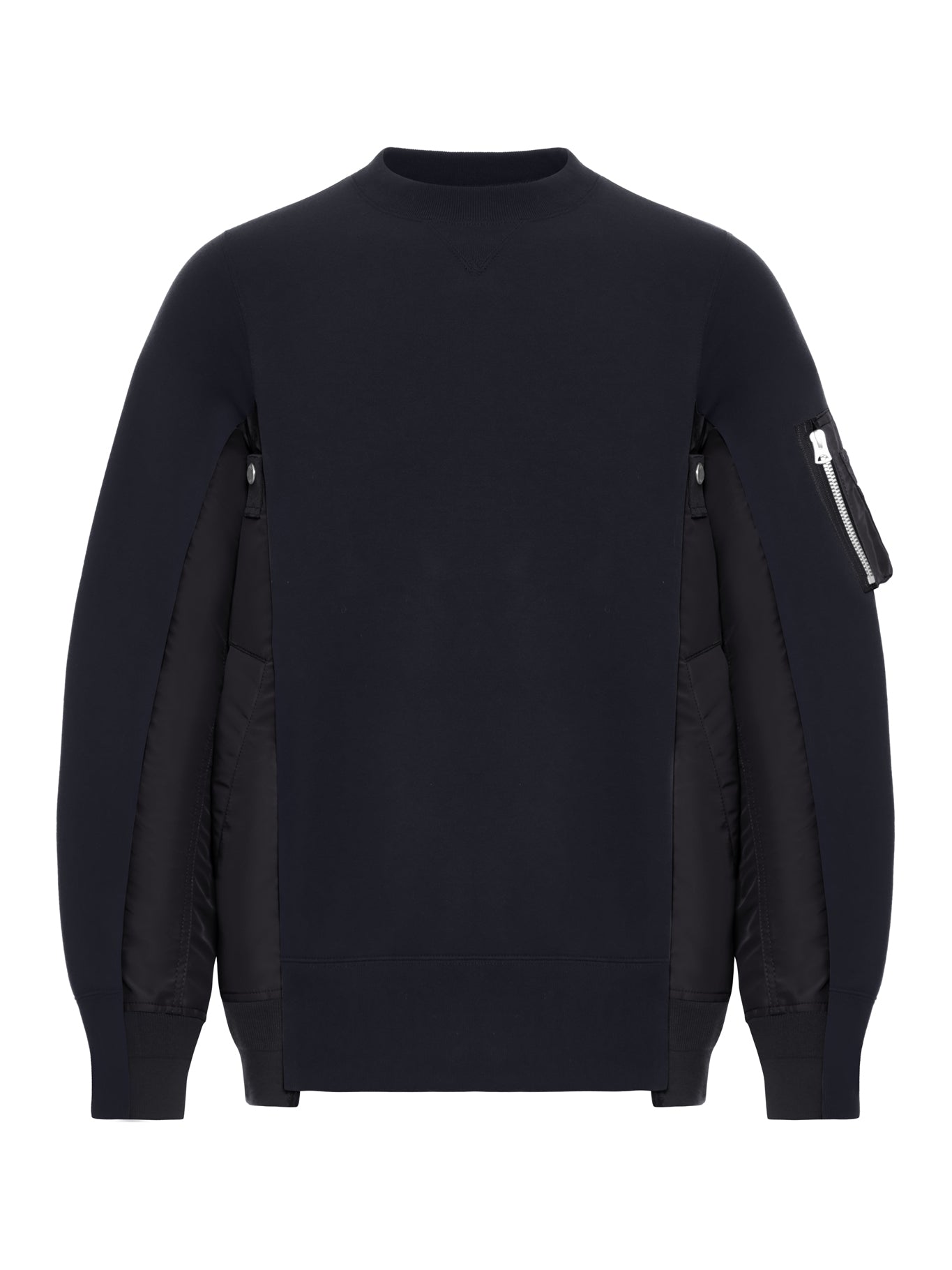 Sacai COTTON BLEND SWEATSHIRT WITH NYLON DETAILS APPLIED