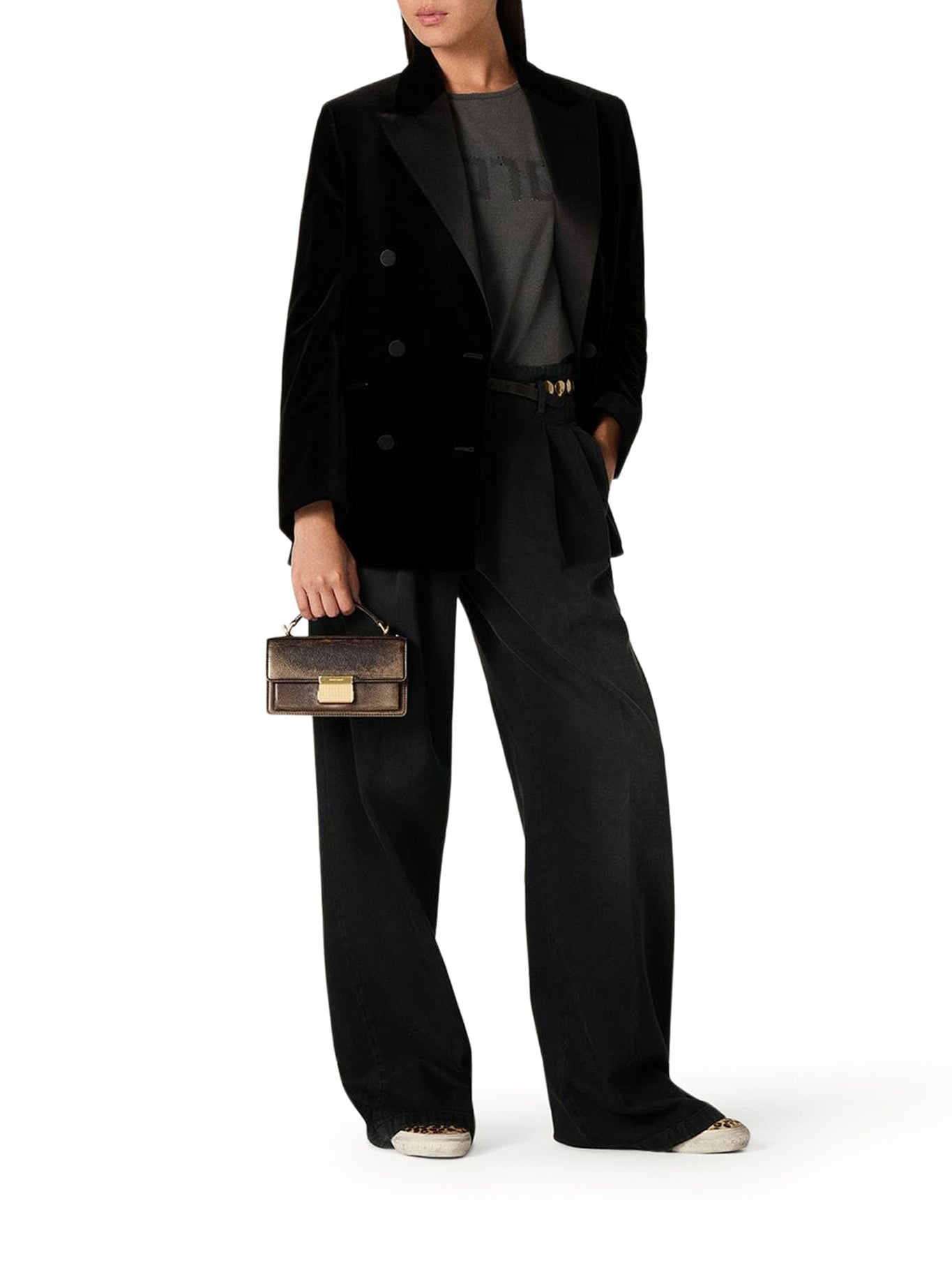 Golden Goose BLACK COTTON DENIM TROUSERS WITH LIVED-IN TREATMENT, view 2