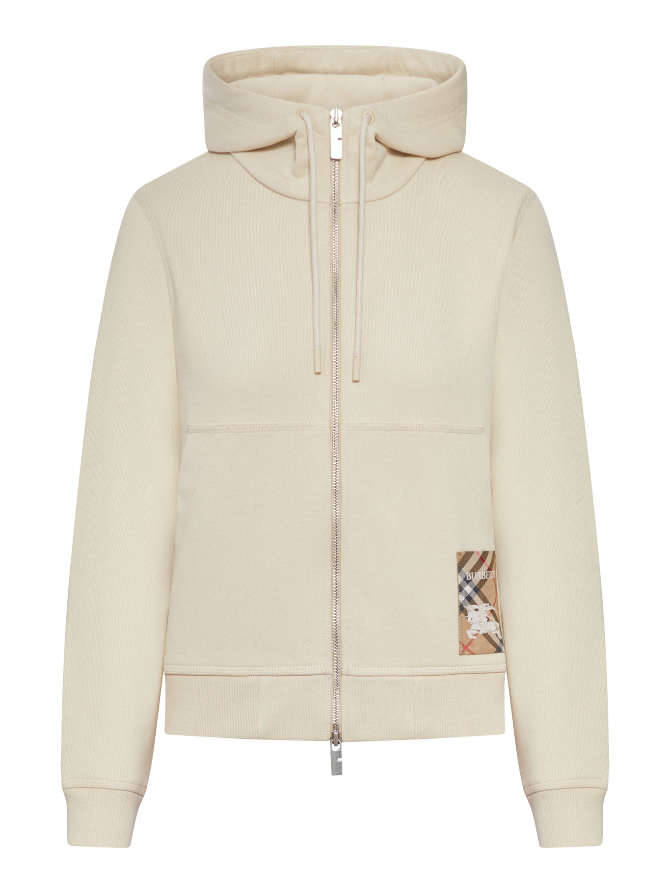Burberry FELPA CON CAPPUCCIO E CERNIERA IN COTONE CON ETICHETTA CHECK