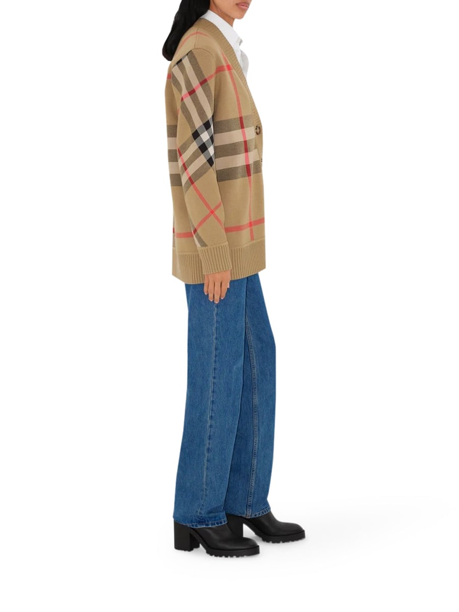Burberry CHECK WOOL BLEND CARDIGAN, view 3