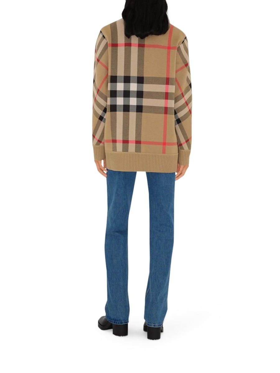 Burberry CHECK WOOL BLEND CARDIGAN, view 4