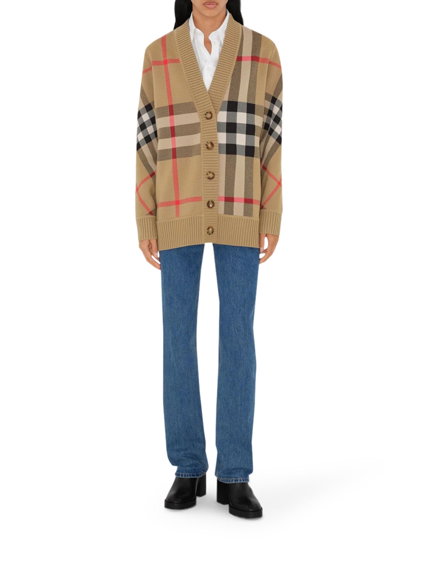 Burberry CHECK WOOL BLEND CARDIGAN, view 2