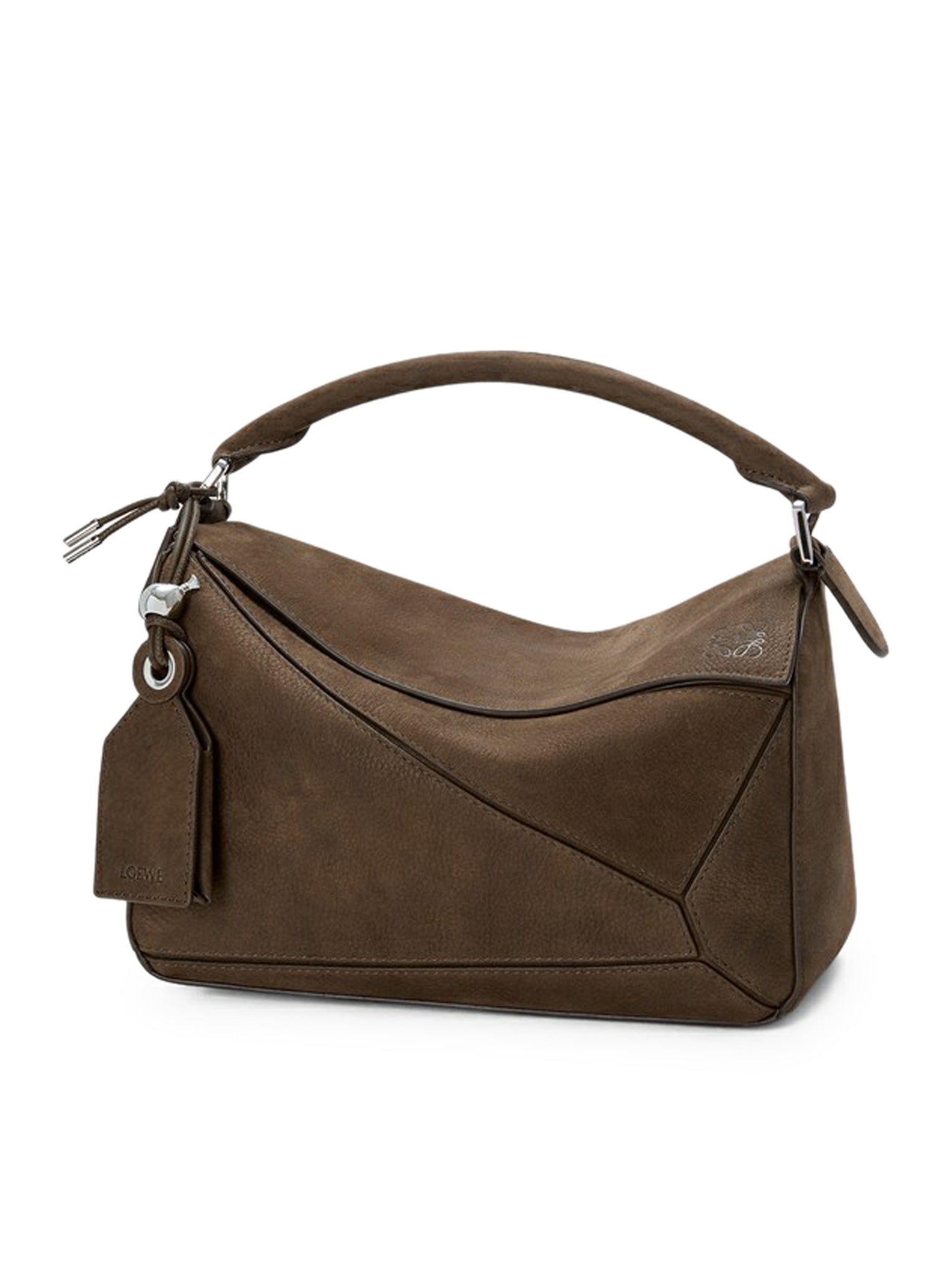 Loewe FEATHERLIGHT PUZZLE SMALL BAG IN GARNET NUBUCK