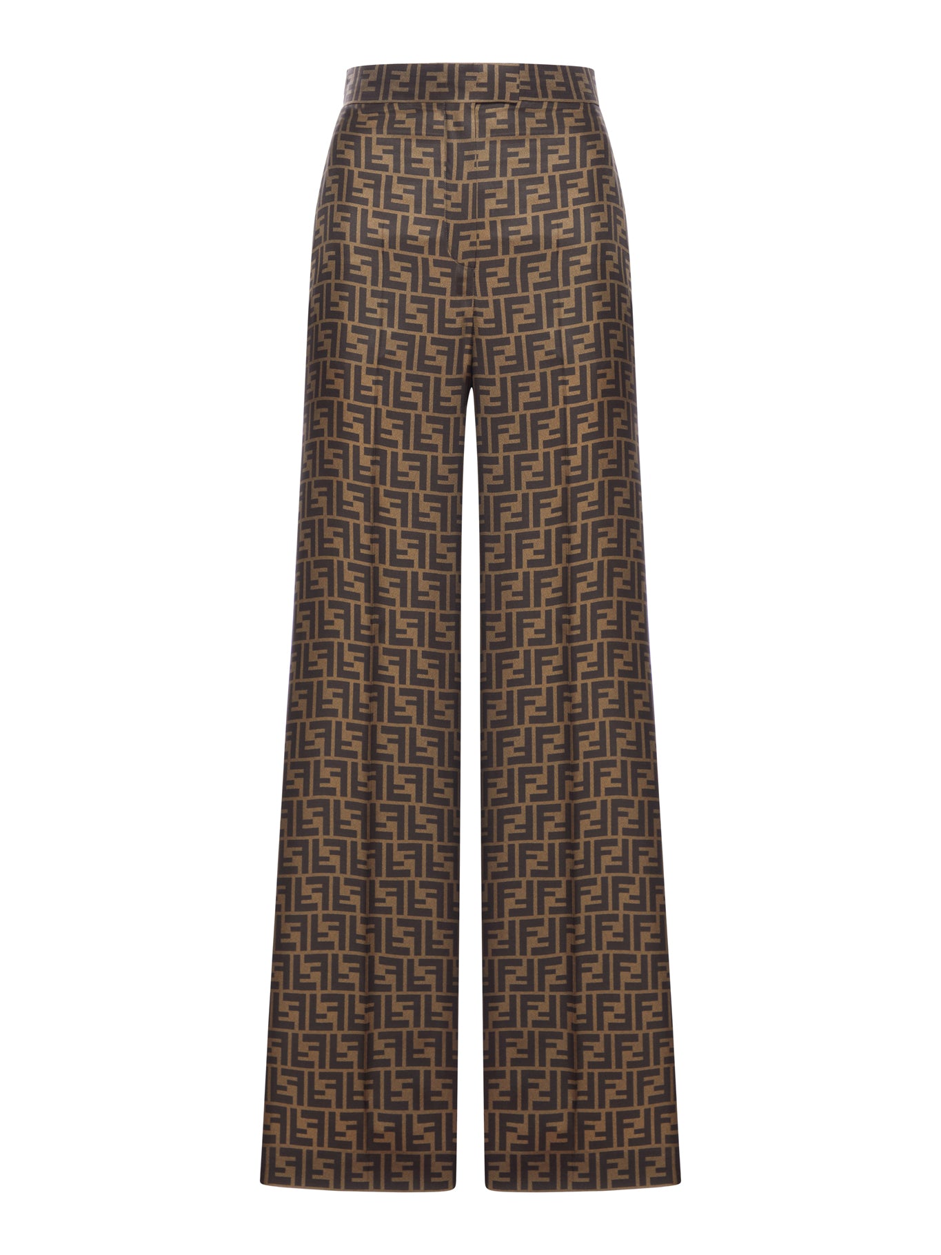 Fendi BROWN FF TWILL TROUSERS